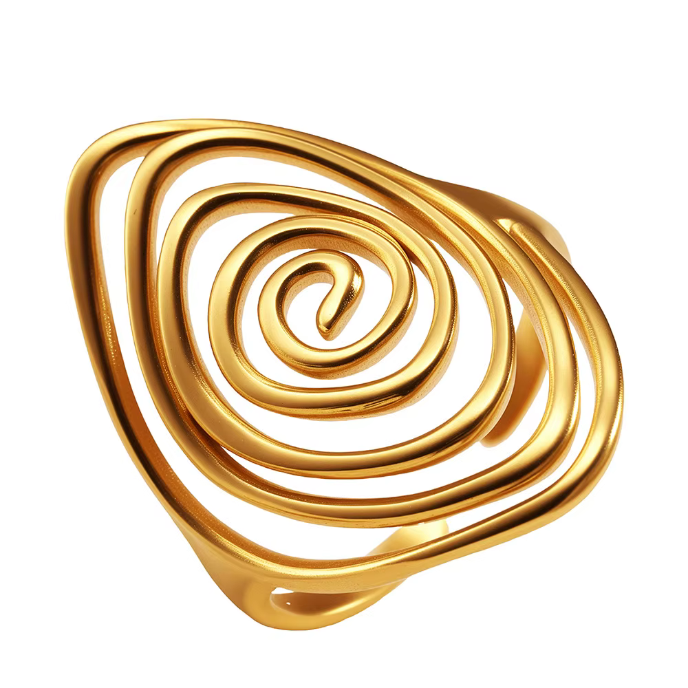 Bague ouverte en spirale géométrique rétro