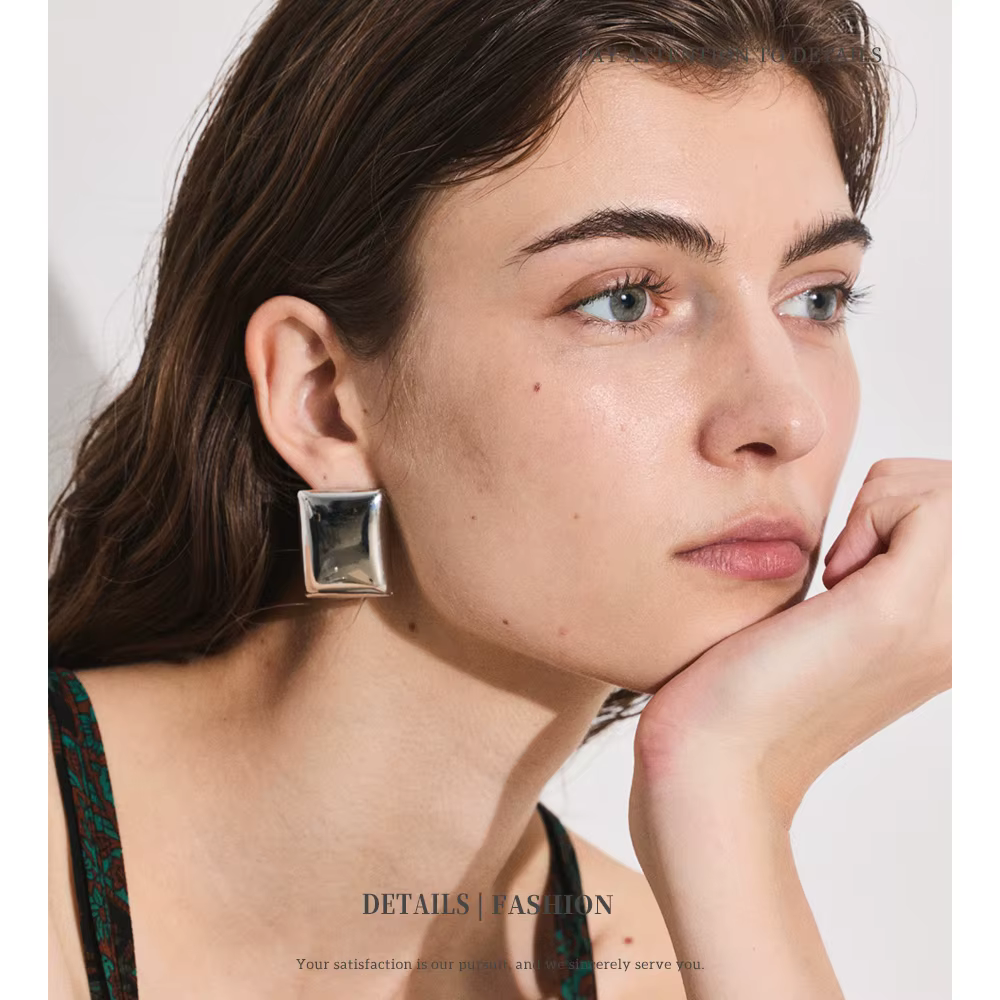 Boucles d'oreilles blocs d'acier inoxydable poli Design tendance sélectionné bijoux accessoires cadeaux en gros