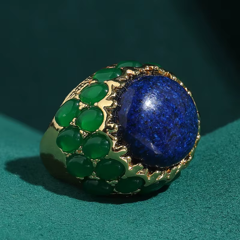 Nouvelles bagues vintage en pierre naturelle de lapis-lazuli