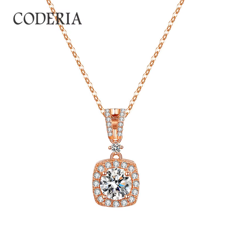 Collier de luxe en or Rose et Moissanite pour femmes