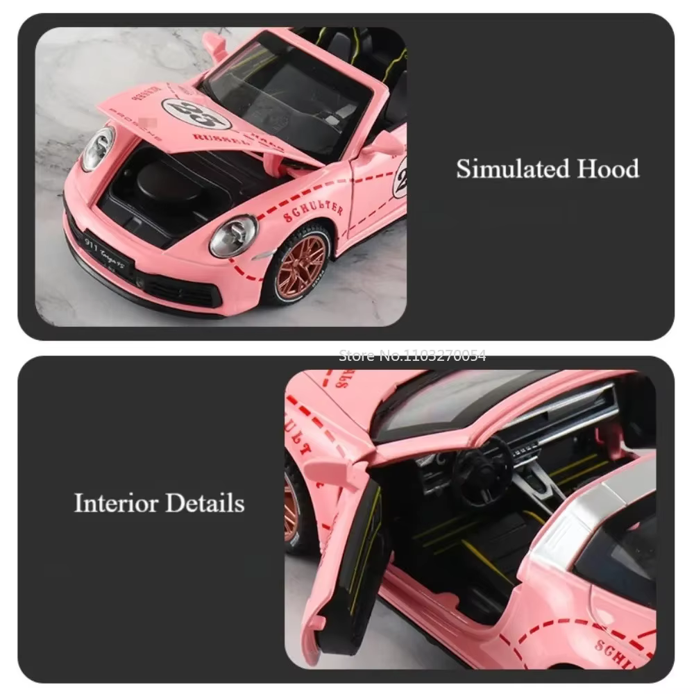 1:32 911 Targa 4S Cayenne moulé sous pression modèle alliage garçons jouets Miniature Supercar 4 portes ouvert véhicule à collectionner pour enfant jouet cadeaux