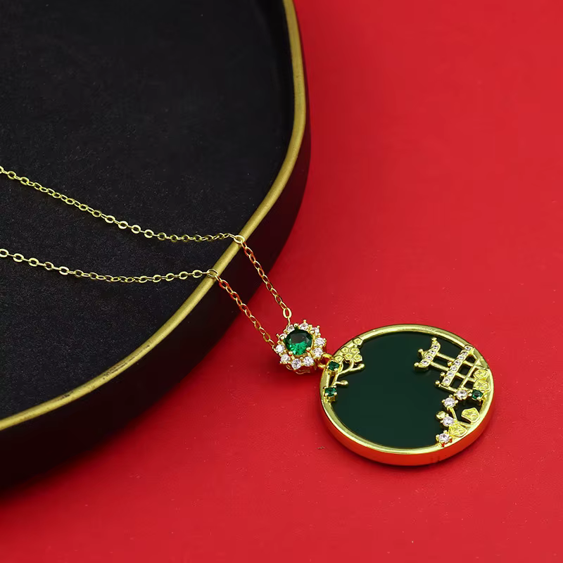 Collier rond incrusté de cristal vintage pour femme