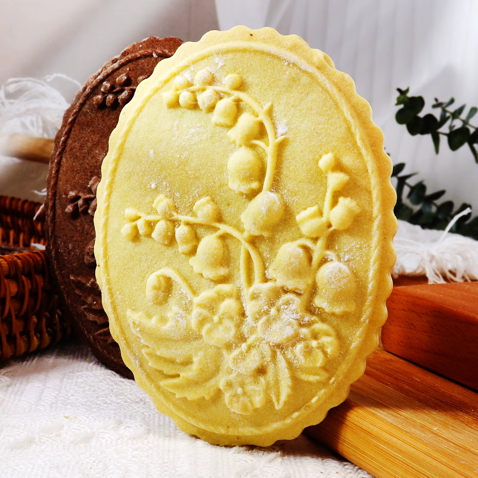 Moules à Biscuits en Bois avec Motifs de Fleurs