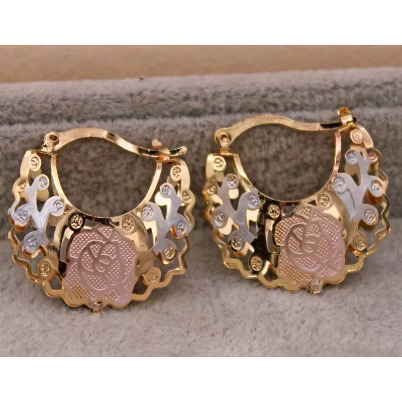 Boucles d'oreilles créoles plaquées or 14 carats pour femmes