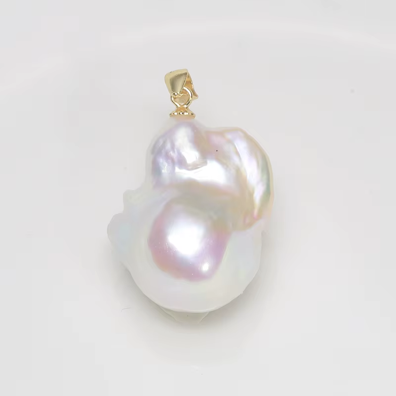 Jane bijoux fait à la main 100% naturel d'eau douce grande perle irrégulière baroque pendentif 925 argent sterling