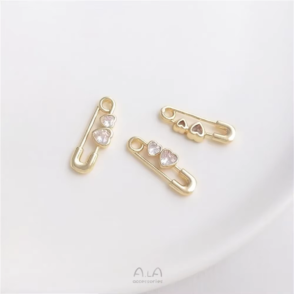 Pendentif en forme de broche plaqué or 14 carats avec support de perle