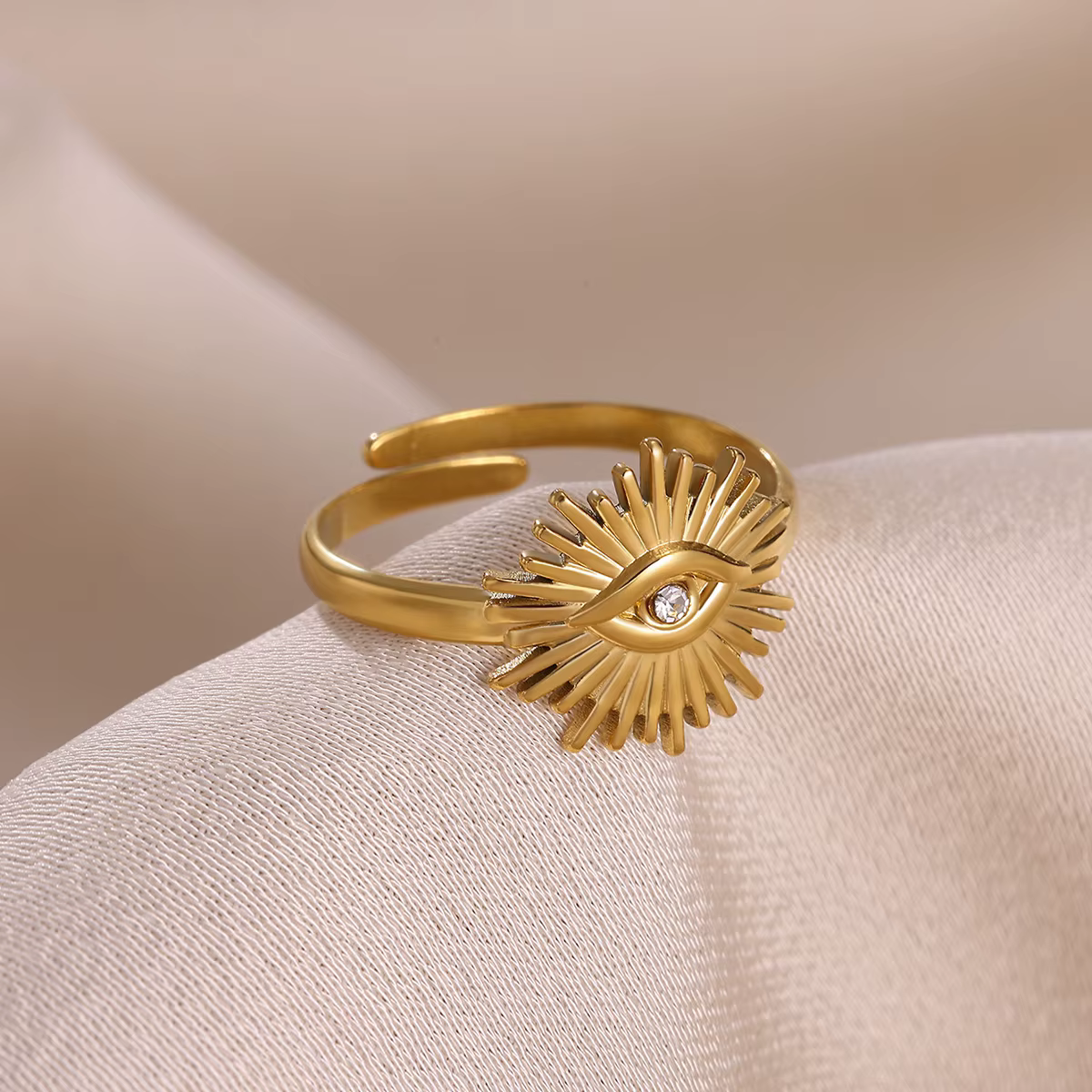 Anillos à fleurs couleur or pour femmes