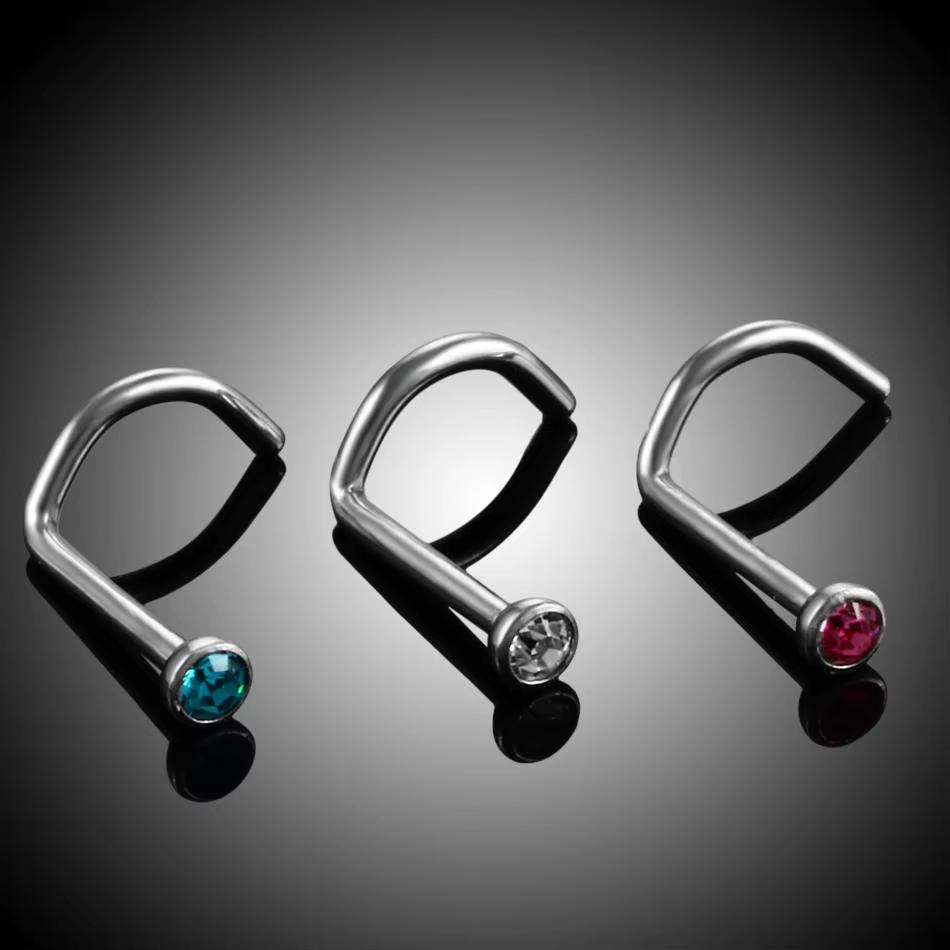 1PC 18G 20G nez Piercing cristal narine
