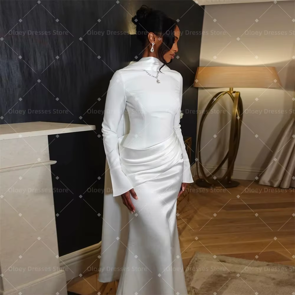 OLOEY – Robe de mariée sirène musulmane modeste à plis