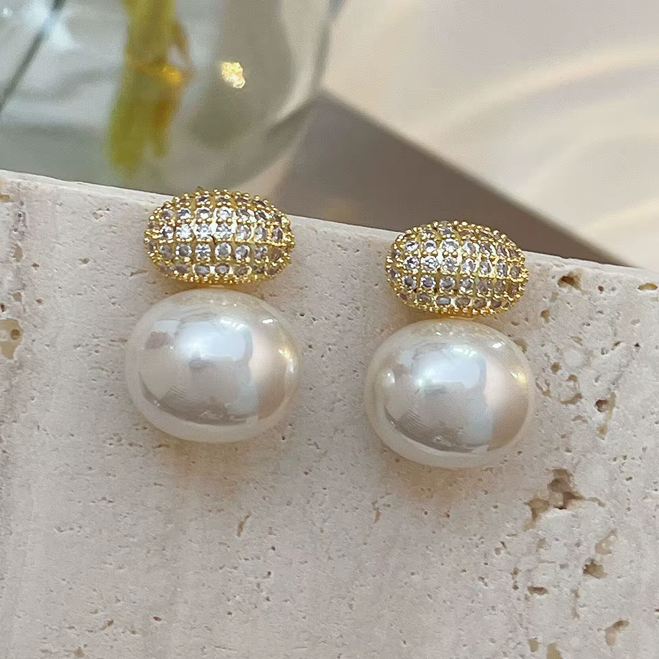 Boucles d'oreilles ovales en perles pour femmes