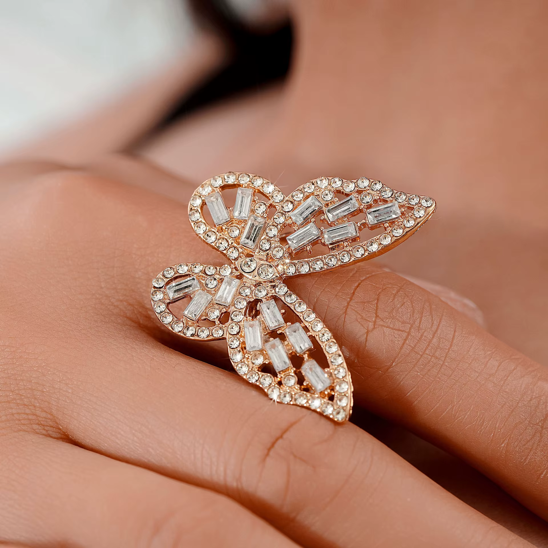 Bague papillon en argent regardé 925 pour femme