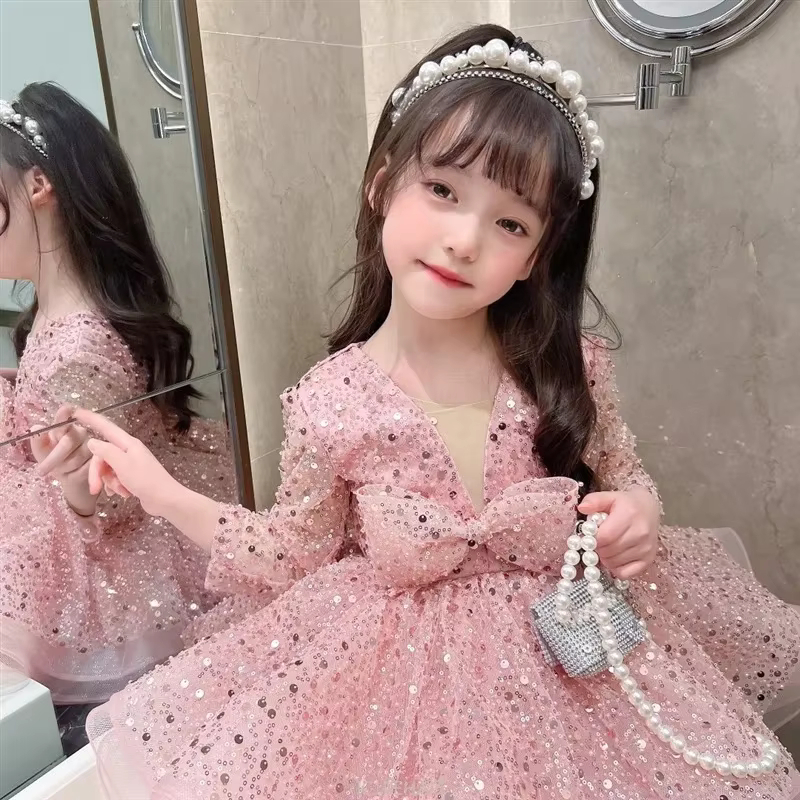 Robe de mariage à paillettes pour filles