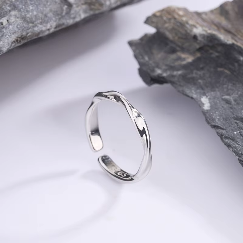 Bagues en fil torsadé simples en argent Sterling 925 pour femmes