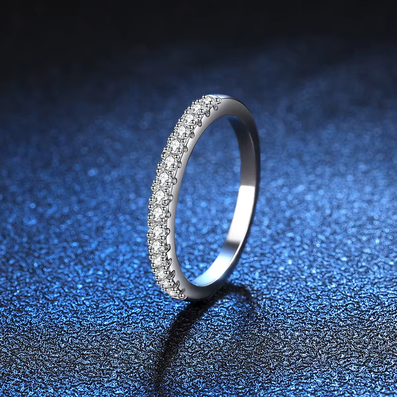 Bague de mariage en platine massif PT950 avec moissanite pour femme