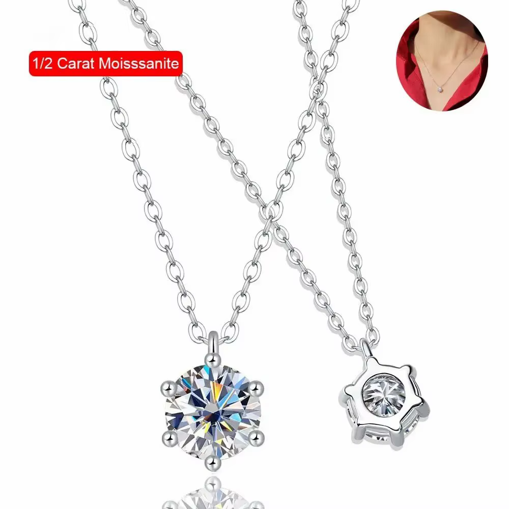 Collier avec Pendentif en Moissanite 1 Carat pour Femme