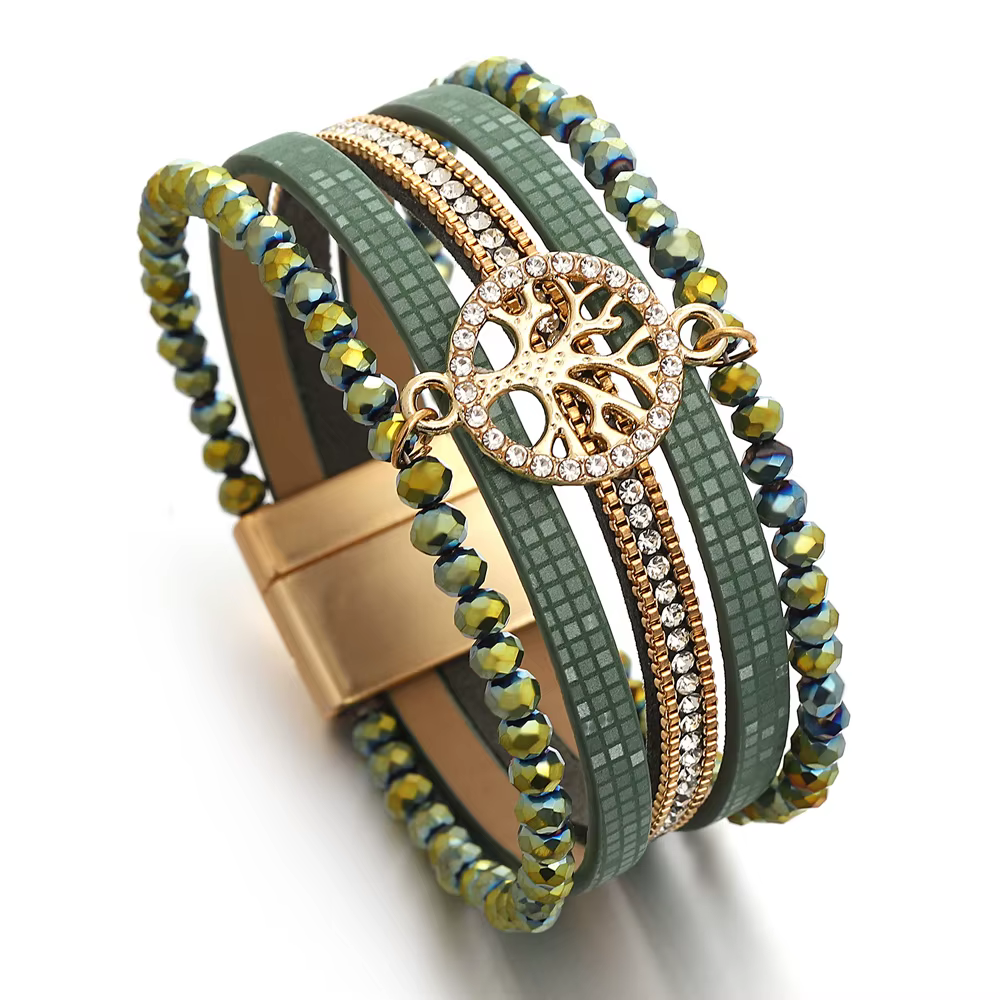 ALCirCES-Bracelet en cuir vintage pour femme