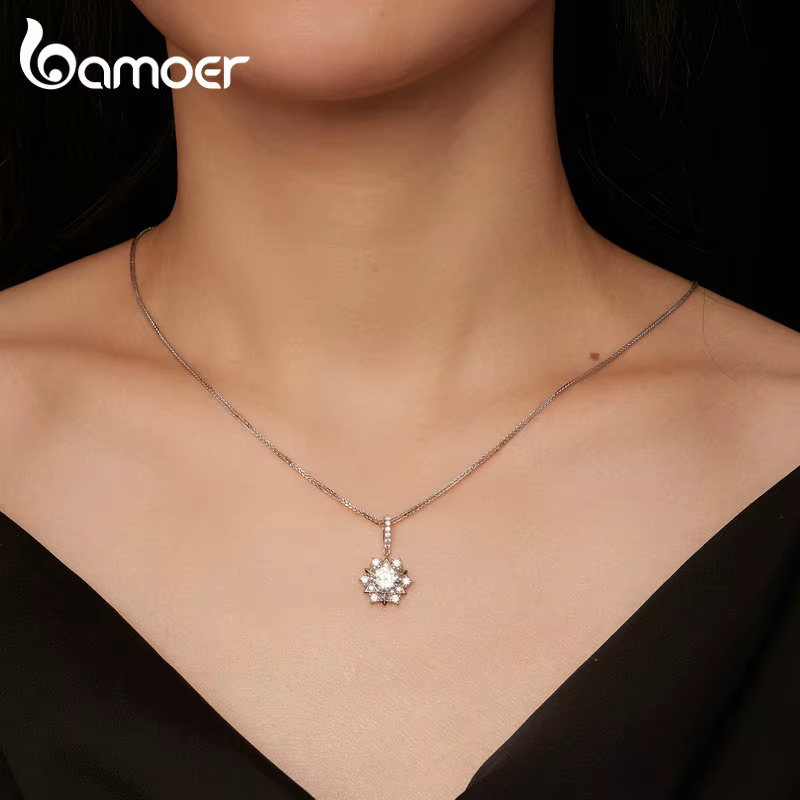 Bamoer – ensemble collier et boucles d'oreilles en Moissanite pour femmes
