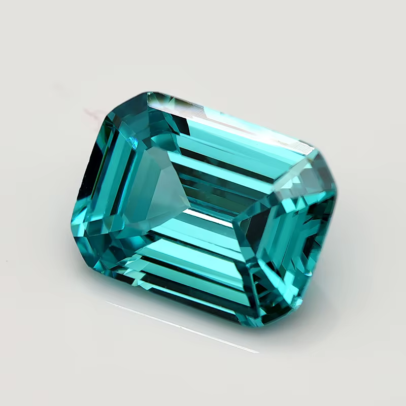 Nouvelles pierres de zircone cubique taillées en émeraude vert Paraiba/bleu Paraiba