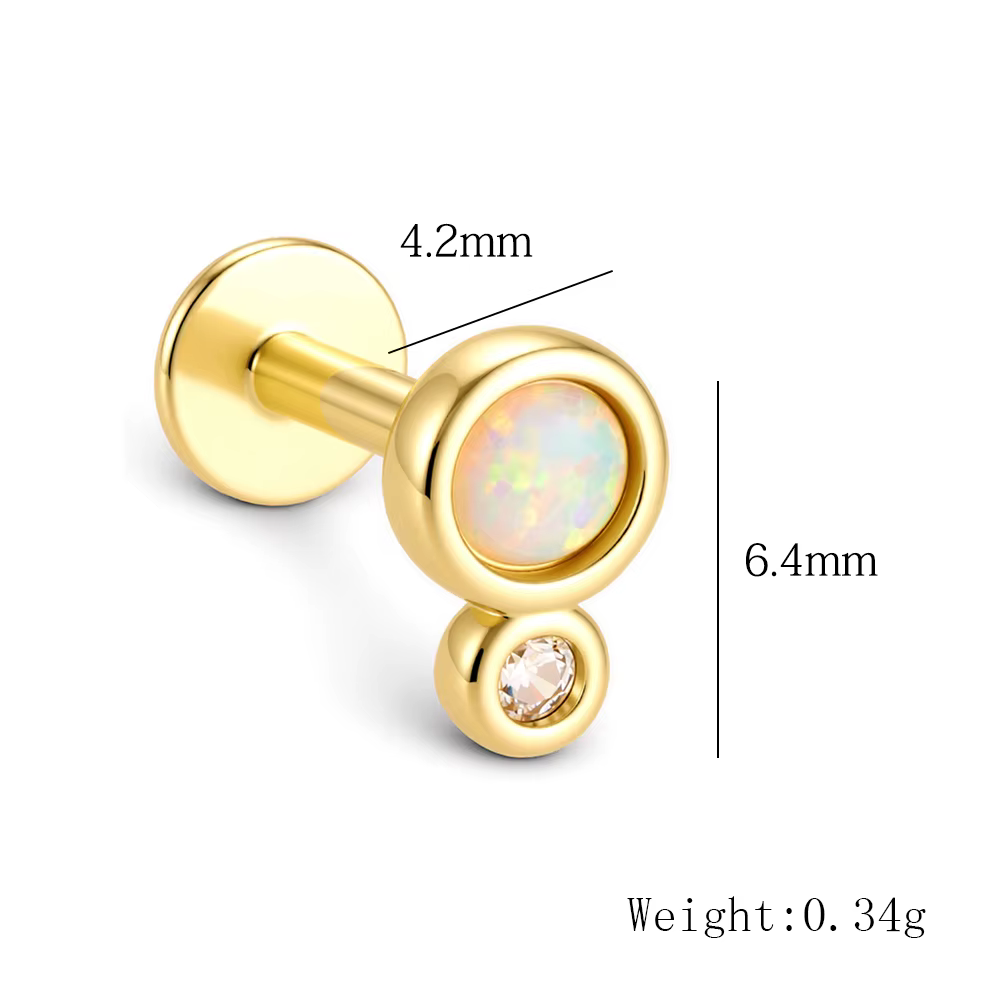 Boucle d'oreille simple à dos plat en argent sterling 925 plaqué or