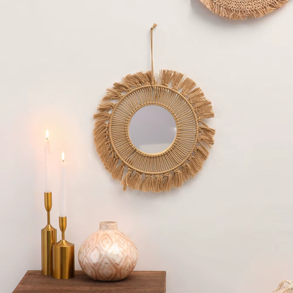 Miroirs Muraux Ronds Tissés à la Main