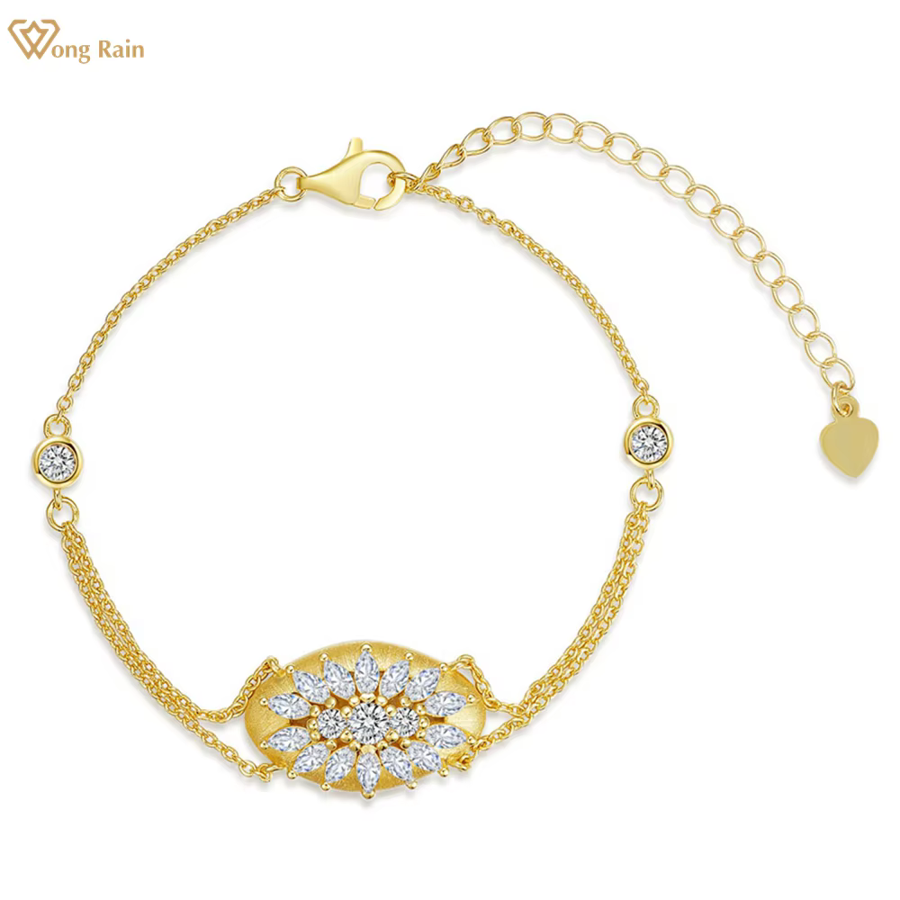 Wong Rain Vintage 925 en argent Sterling 3EX réel Moissanite diamants pierres précieuses Marquise Bracelets bracelet bijoux fins en gros
