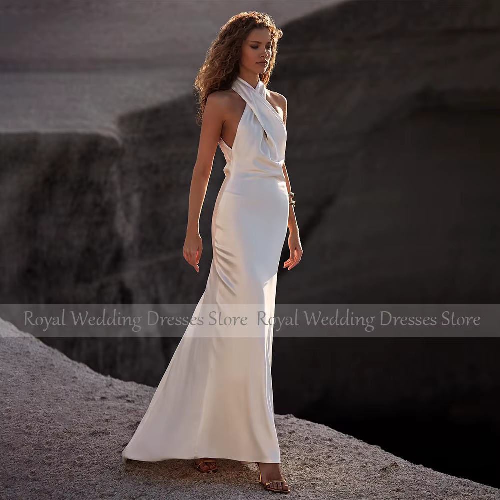 Robe de mariée sirène en satin ivoire pour femme