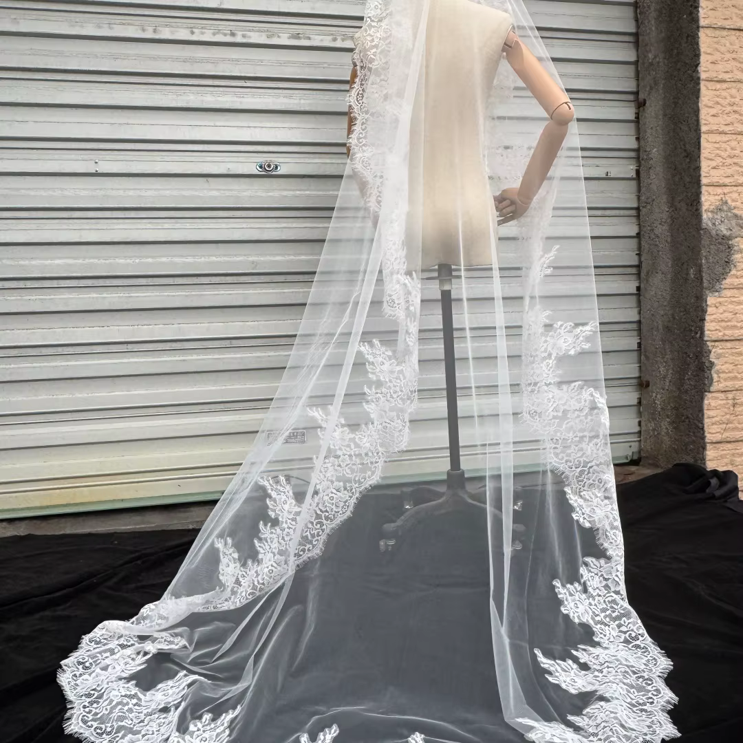 Nouveau Voile de Mariée Long en Dentelle 2026 – Voile de Mariage