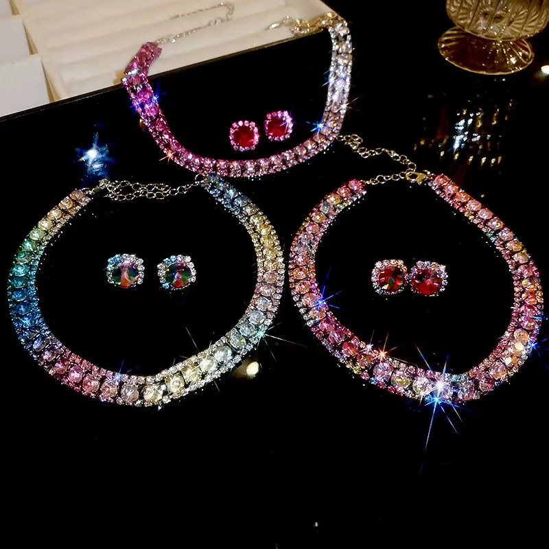 LENNIK – collier et boucles d'oreilles en diamant de couleur pour femmes
