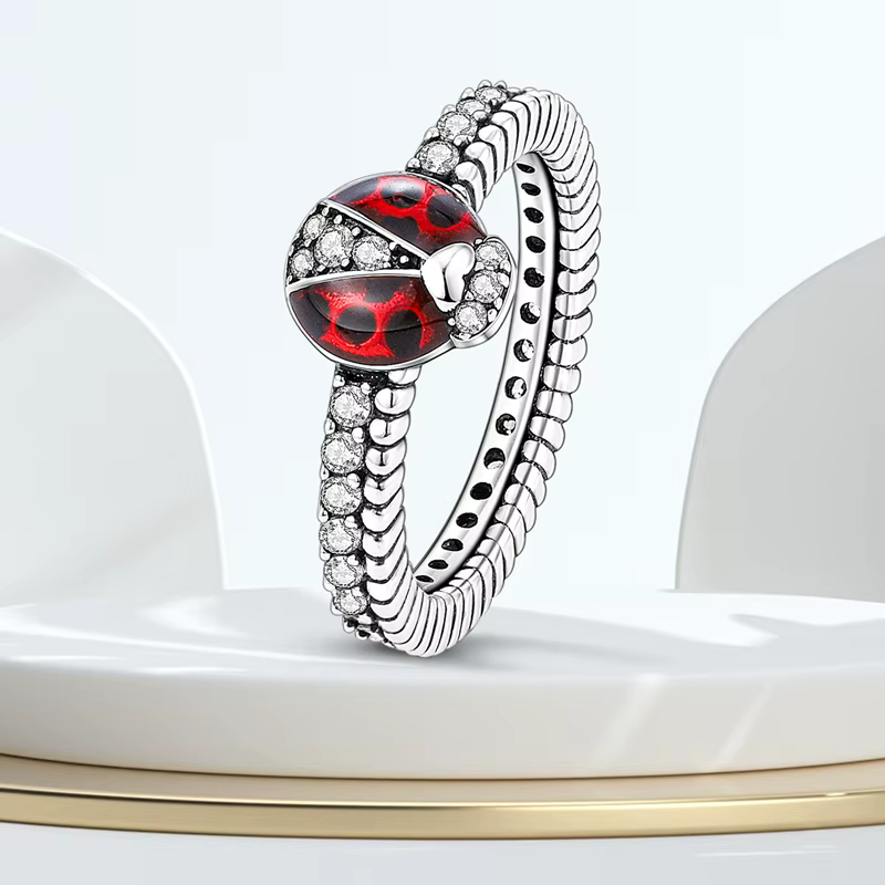 Ensemble d'orbites coccinelle en argent Sterling 925 Original