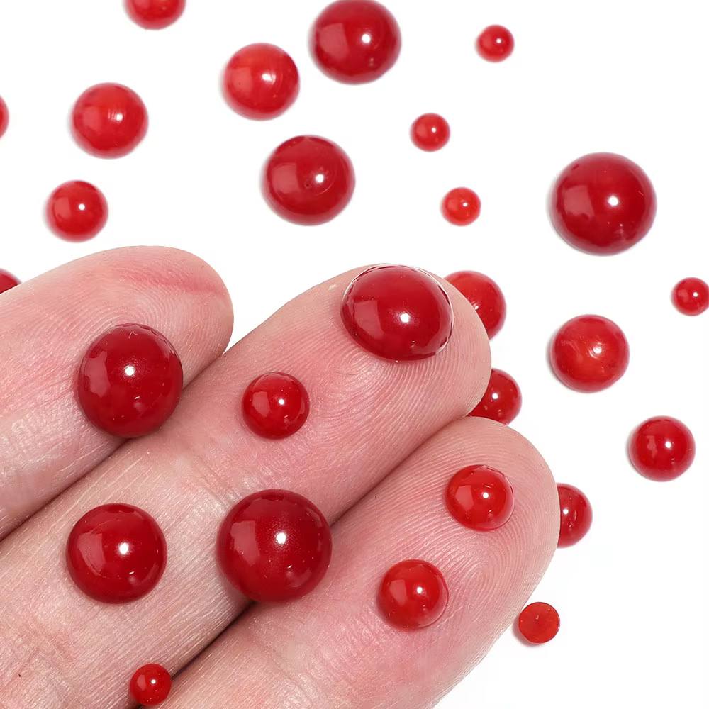 Perles de Cabochon en corail rouge