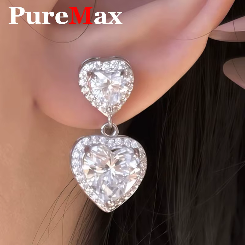 Boucles d'oreilles de luxe en forme de cœur pour femmes
