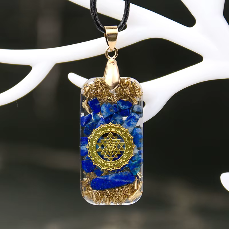 Collier en Lapis Lazuli Naturel Yantra
