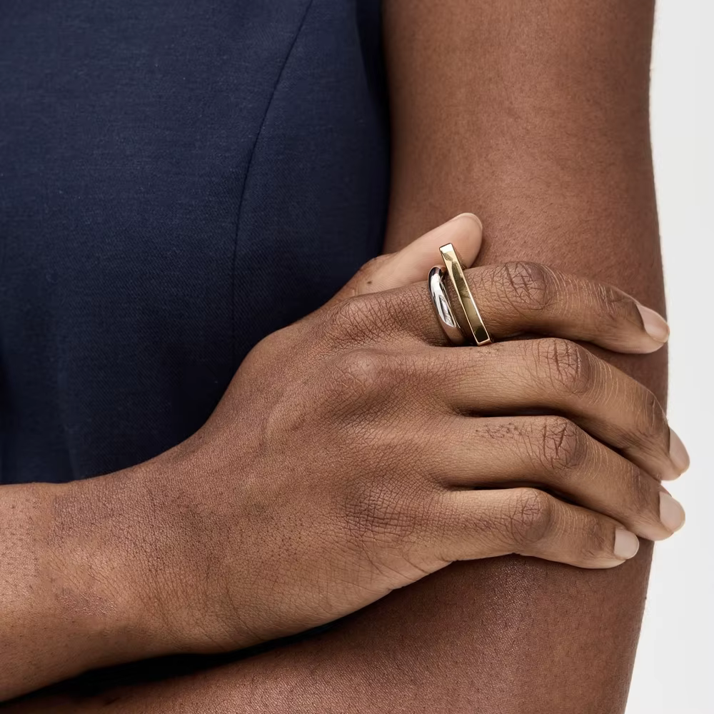 Bague géométrique Double couche en acier inoxydable