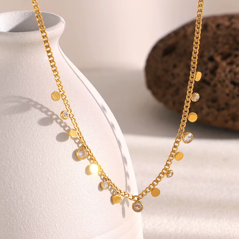 E.B.belle – petit collier rond avec pendentif en Zircon pour femmes
