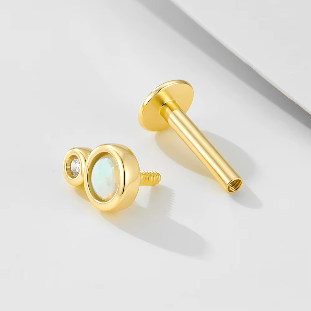 Boucle d'oreille simple à dos plat en argent sterling 925 plaqué or
