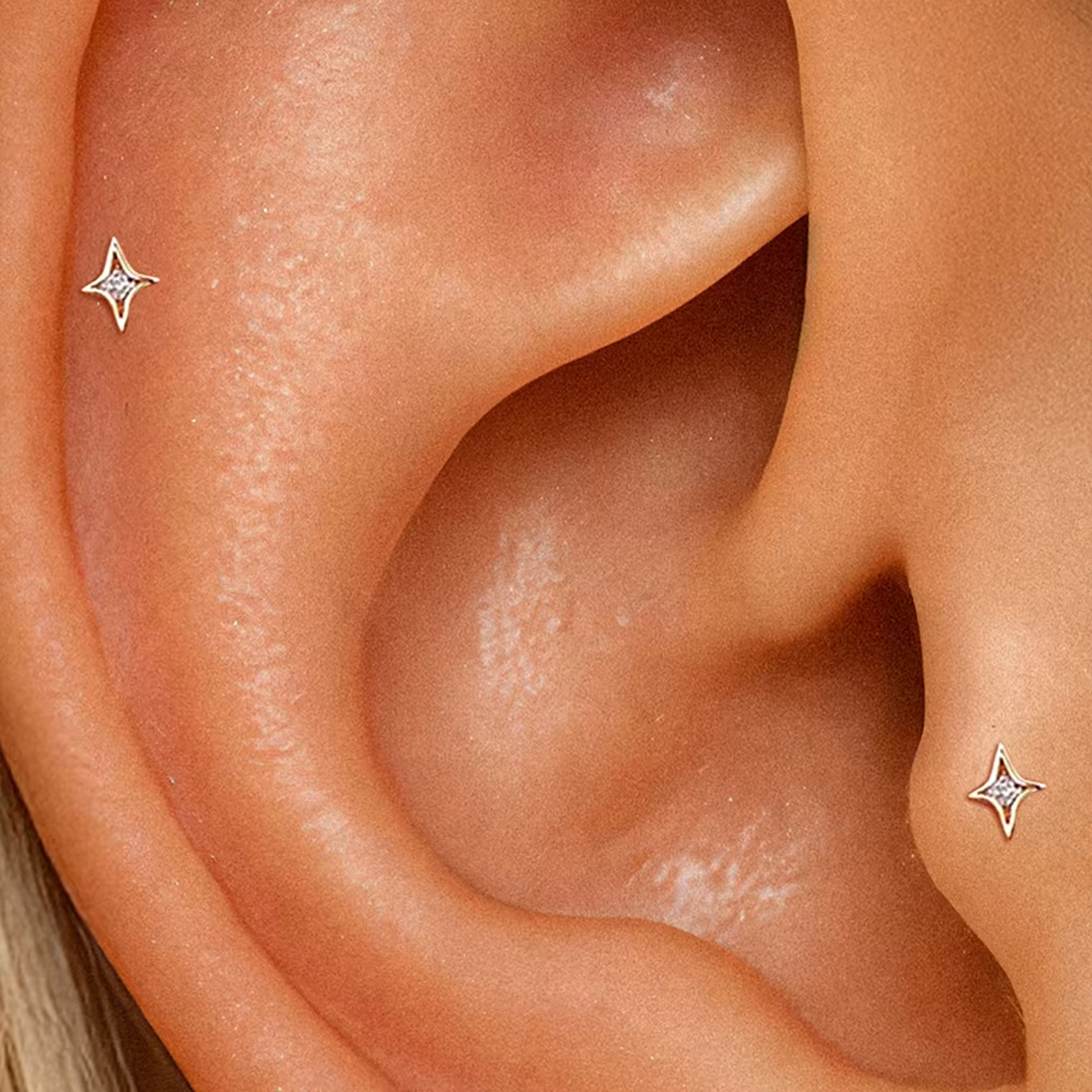 ROXI 925 argent Sterling larme/chaîne de boule/géométrique pour femme 1 pièce or/argent Piercing boucles d'oreilles Mini bijoux délicats