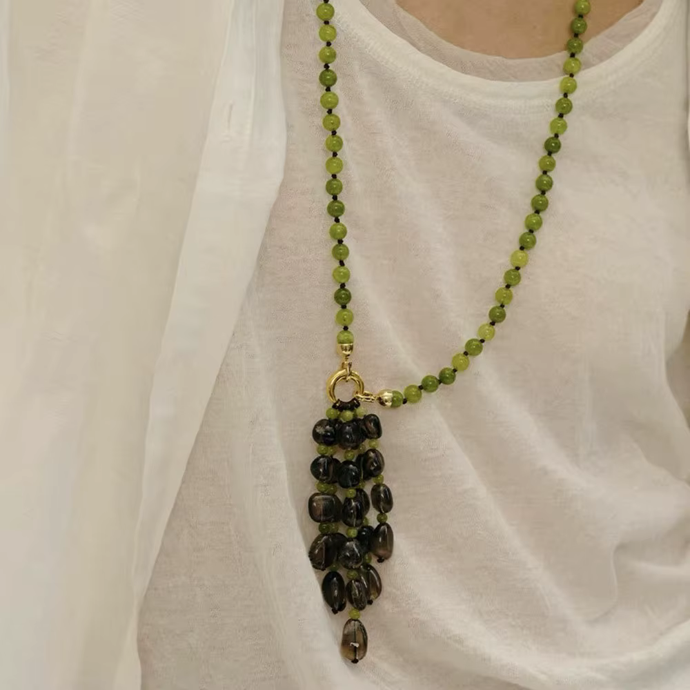 Collier en cristal de quartz fumé pour femme