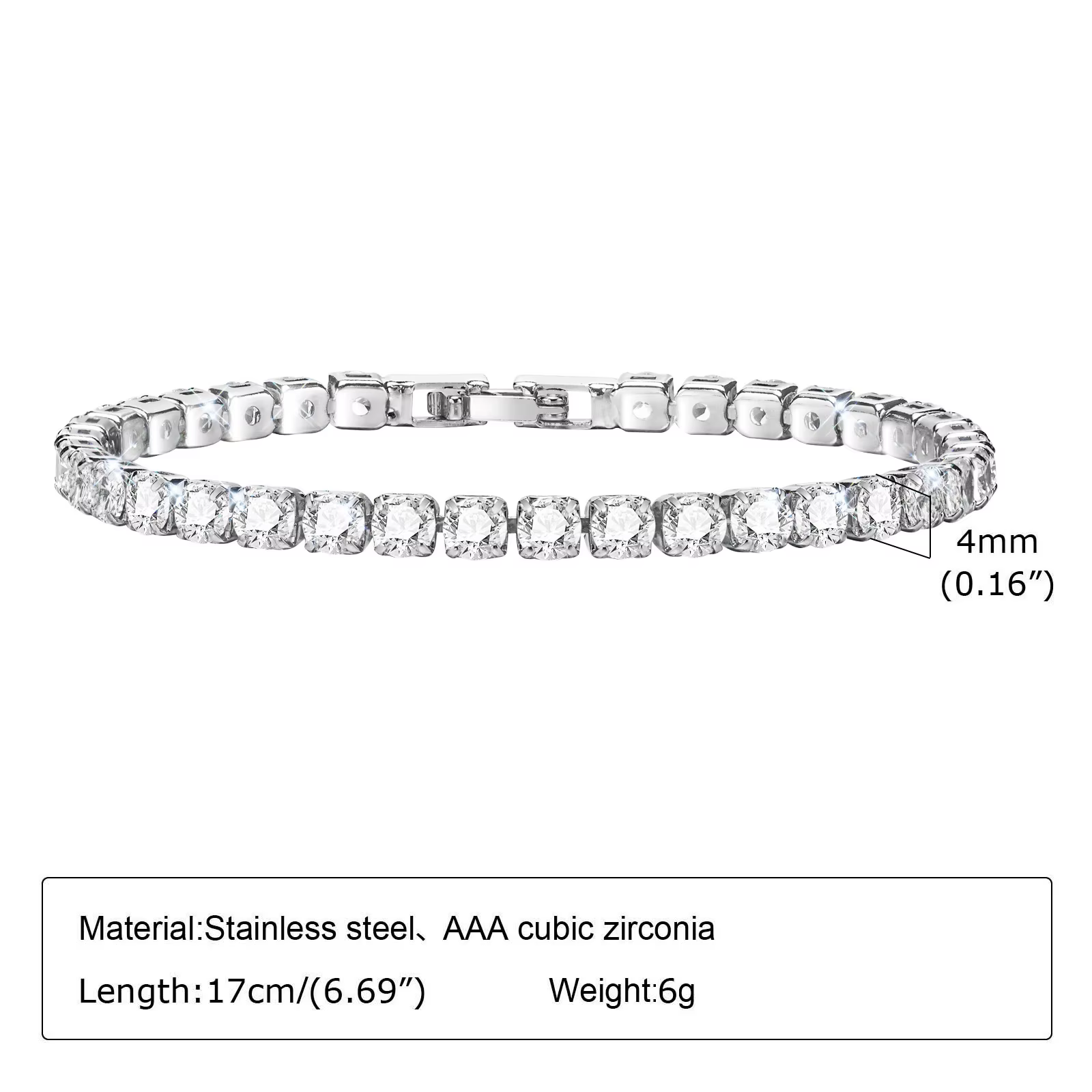 Bracelet tennis élégant 4 mm en argent et or avec zircons cubiques