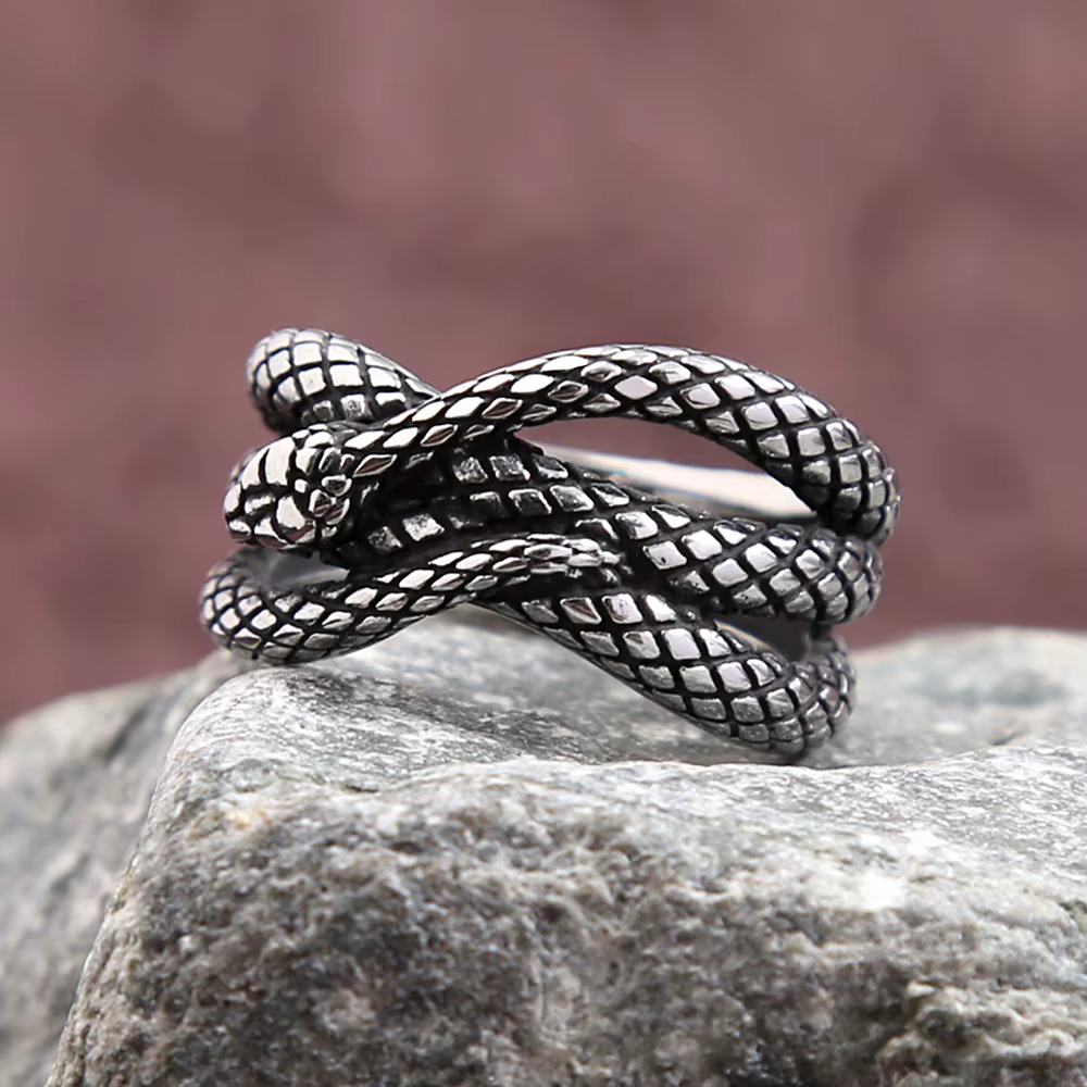 Bague serpent Punk Vintage en acier inoxydable 316L pour hommes et femmes