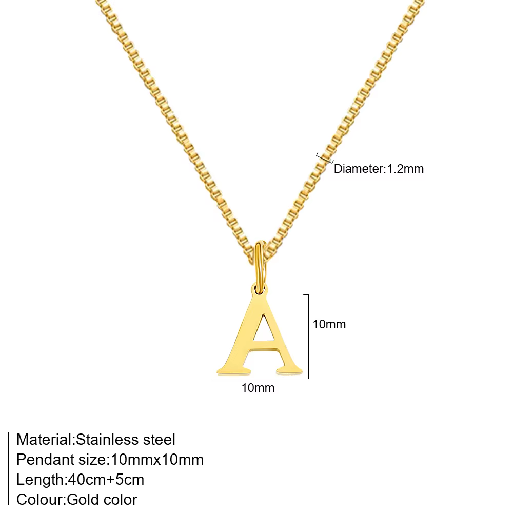 Collier initial A-Z plaqué or 18 carats