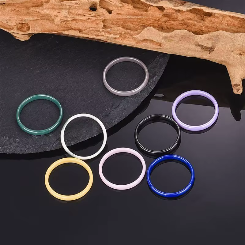 Bagues en céramique lisse de 3mm pour femmes et hommes