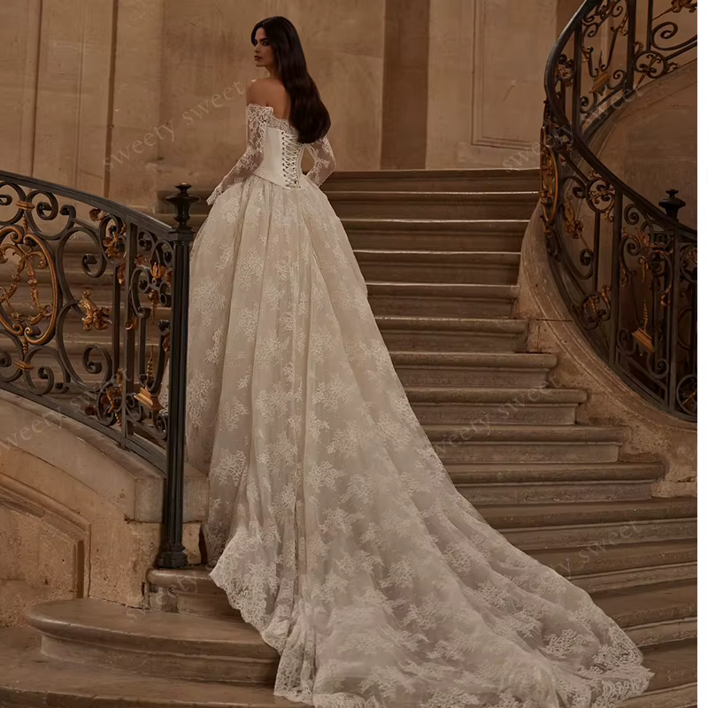 Robe De mariée Vintage en Organza avec dentelle brodée