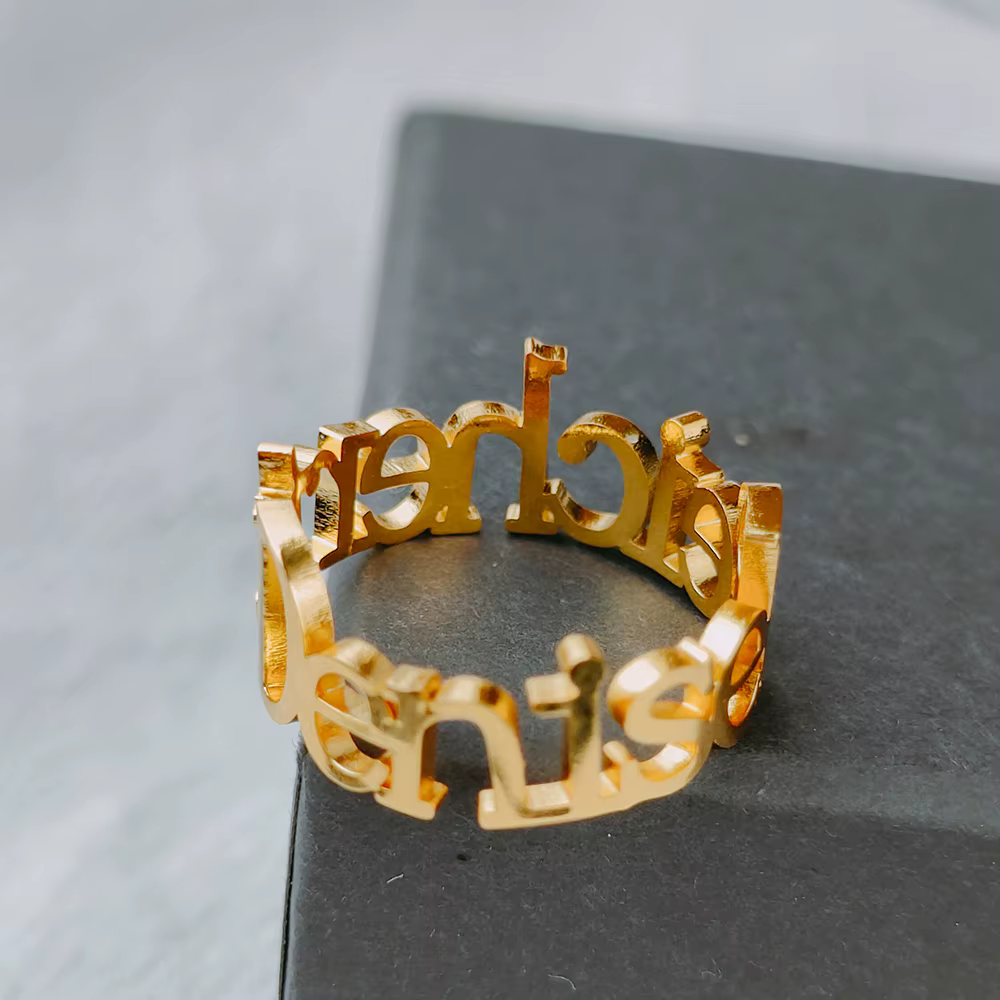 Bague de Couple personnalisée à Double nom