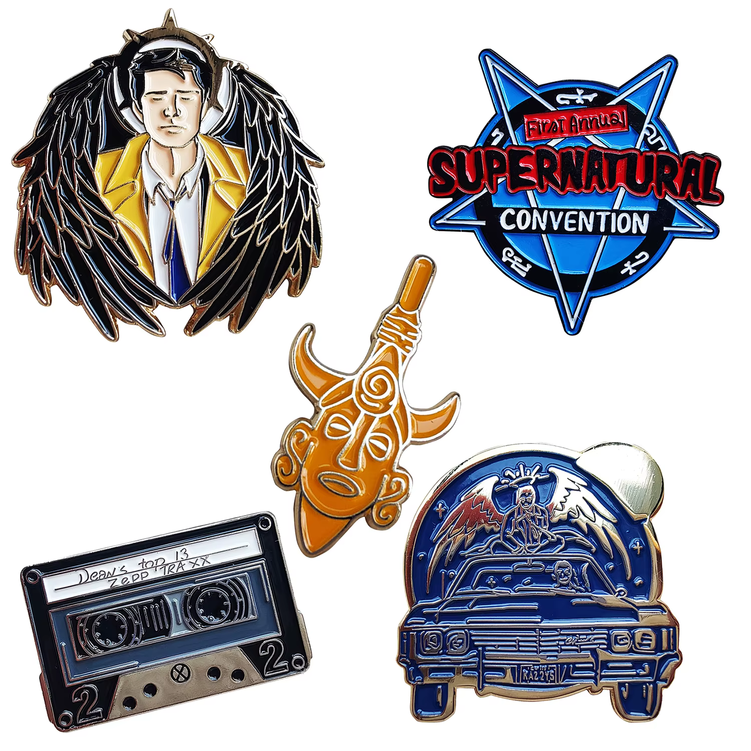 Amulette de Dean surnaturelle Destiel Impala & broches d'ange
