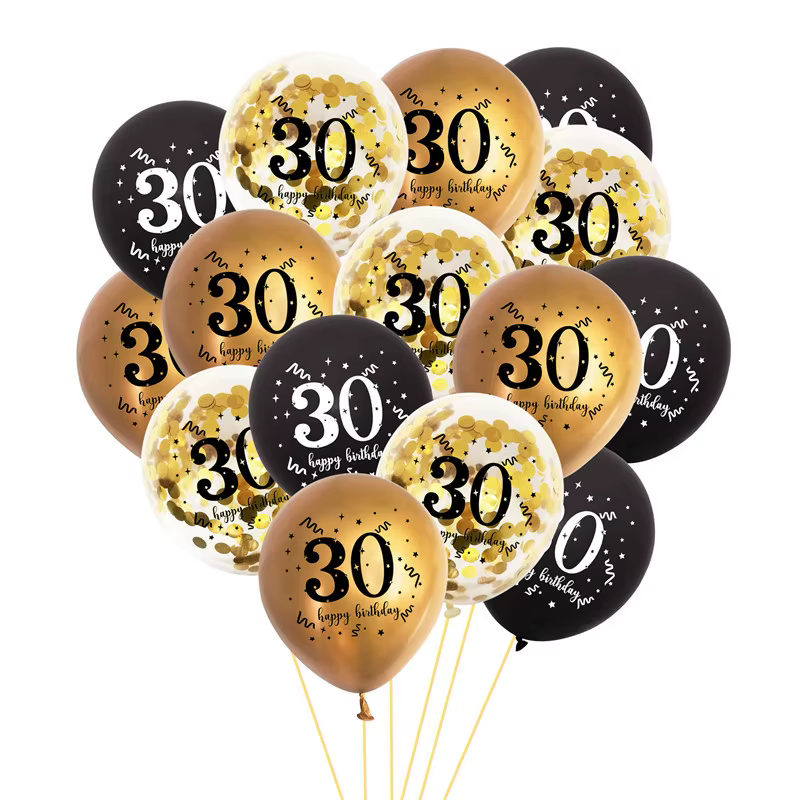 Ballons en Latex noir or 30 40 50 60 ans anniversaire adultes hommes femmes joyeux