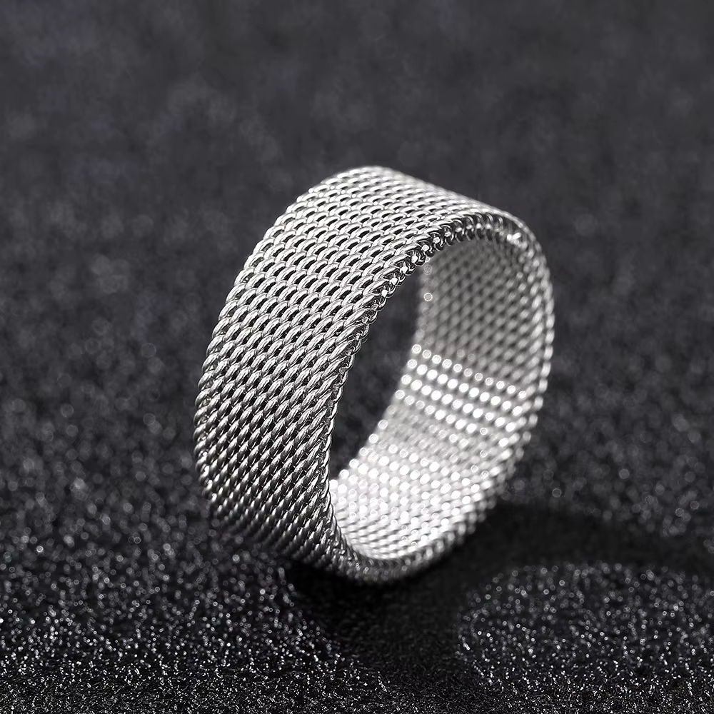 Huitan – bague de luxe en titane pour Couple, accessoires en maille, bijoux pour femmes et hommes, cadeau de mariage