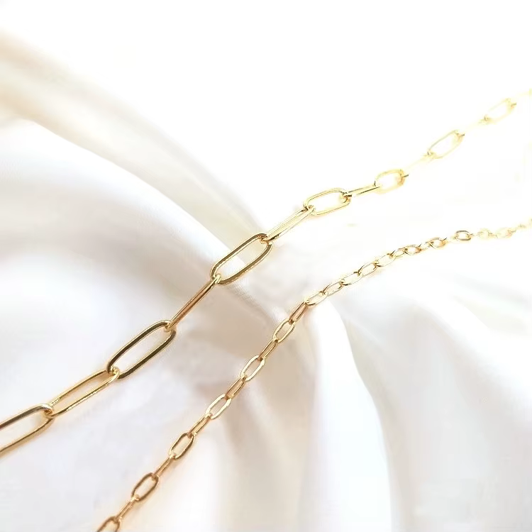 1 mètre 14K couleur or plaqué longue forme ovale collier chaînes bijoux