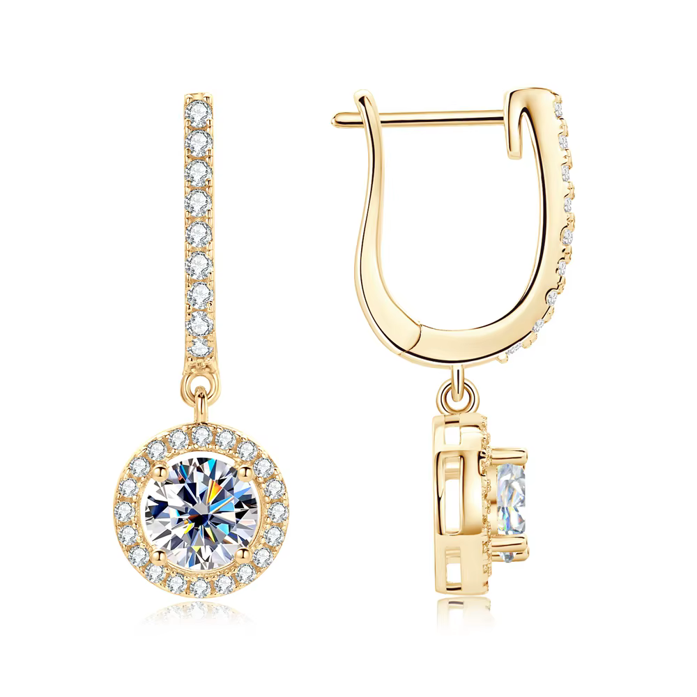 Vinregem GRA 3EX VVS1 D couleur coupe ronde 6.5MM vrais diamants Moissanite pierres précieuses boucles d'oreilles goutte solide 925 en argent Sterling bijoux fins