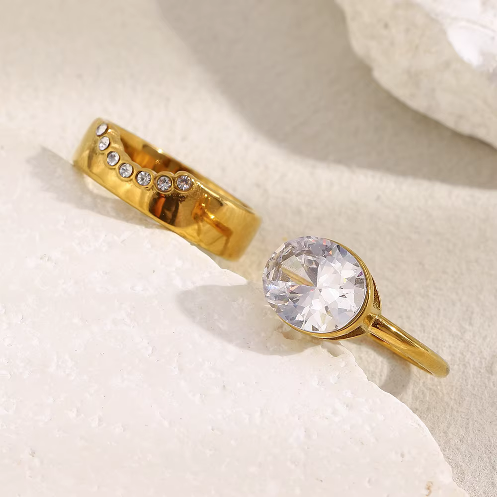La. Muses – Double anneau ovale en Zircon pour femmes