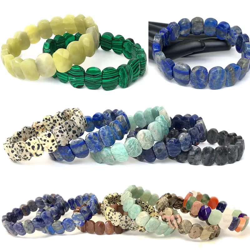 Bracelets en perles de pierre clignotante à facettes naturelles